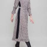 Abstract print with contrast stripe day dress