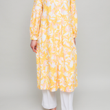 yellow leaf print dress