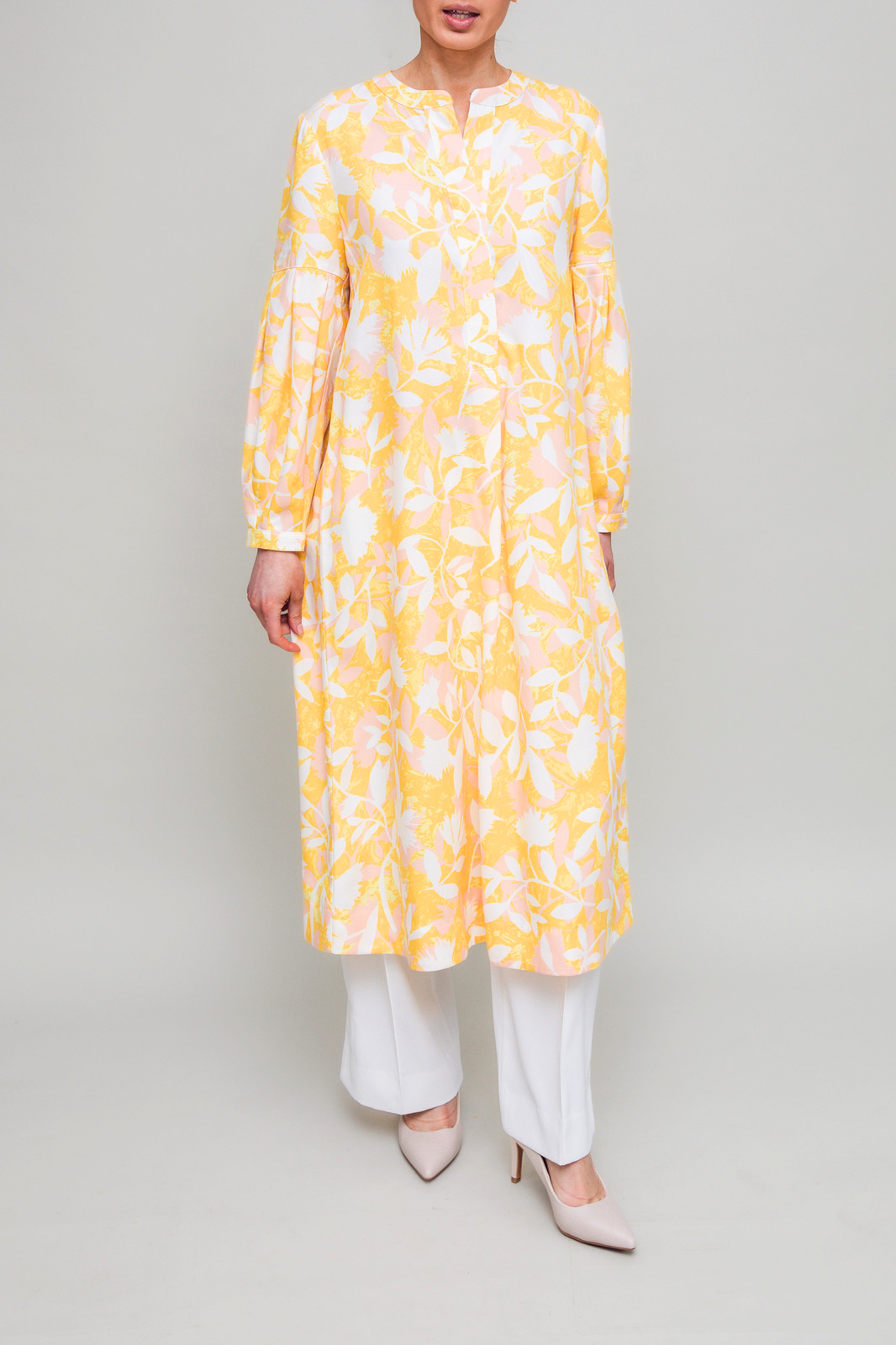yellow leaf print dress
