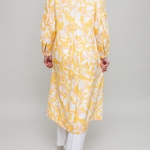 yellow leaf print dress