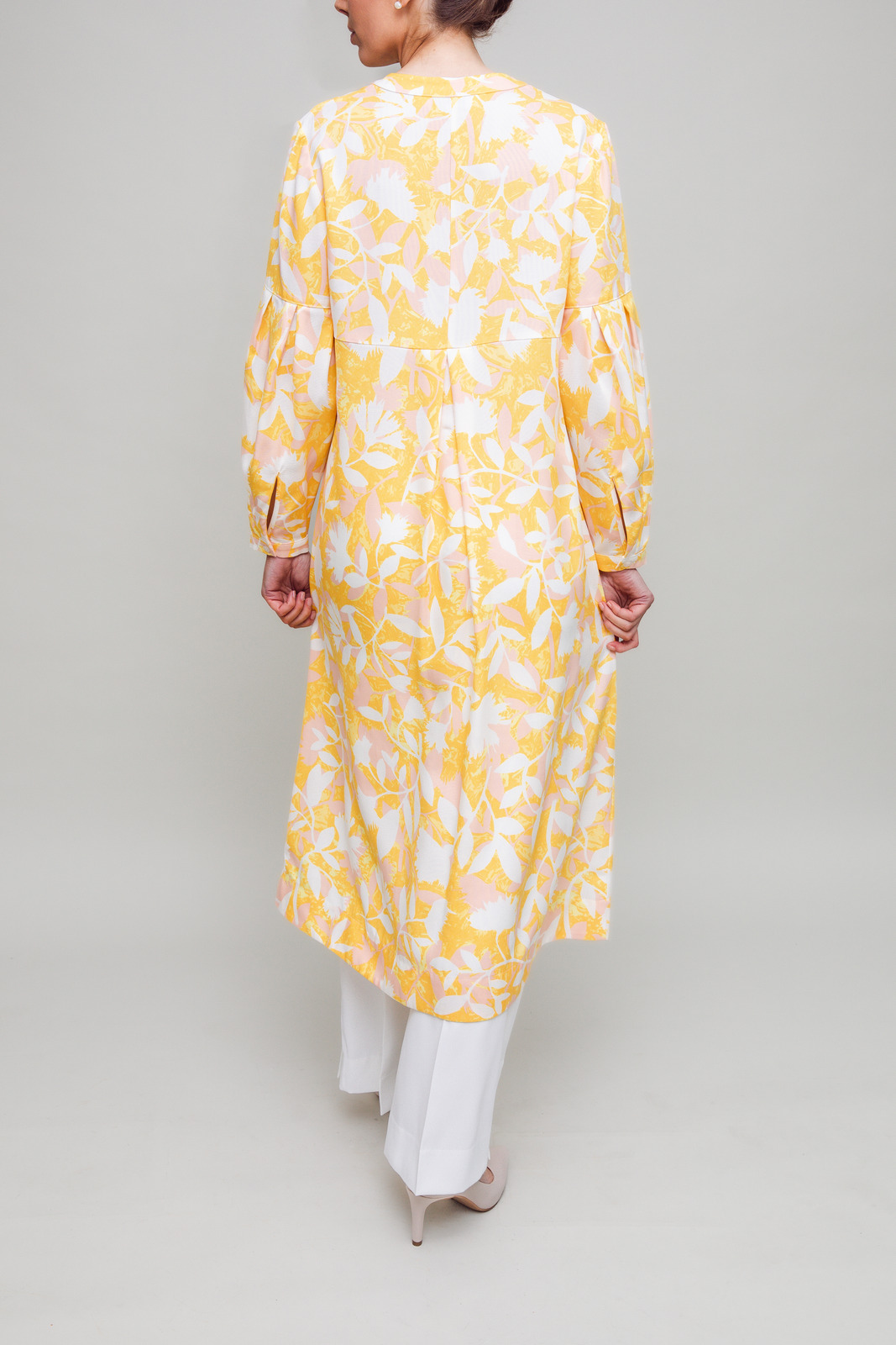 yellow leaf print dress