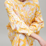 yellow leaf print dress