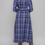 Navy Check A-Line Shirt Dress