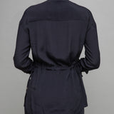 Buttoned Flap Blouse in Black