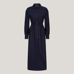 Classic Navy Shirt Dress with Drawstring Ties for Ruching at Front