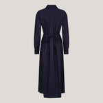 Classic Navy Shirt Dress with Drawstring Ties for Ruching at Front