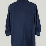Relaxed Ruched Sleeve Navy Blazer