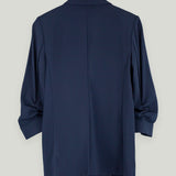 Relaxed Ruched Sleeve Navy Blazer