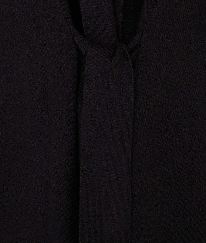 Black Kimono Style Long Cardigan, tie detail