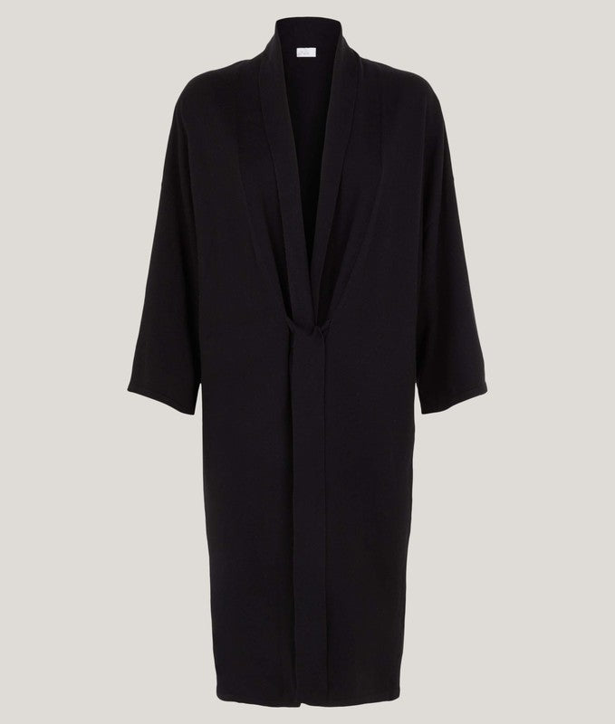Black Kimono Style Long Cardigan, tie detail