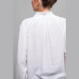 Tiered Shoulder Ruched Blouse, White