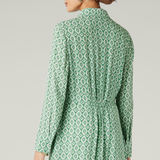 Geometric Print Shirt Dress, Green