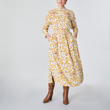 Abstract Print Midi Dress, Yellow