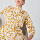 Abstract Print Midi Dress, Yellow