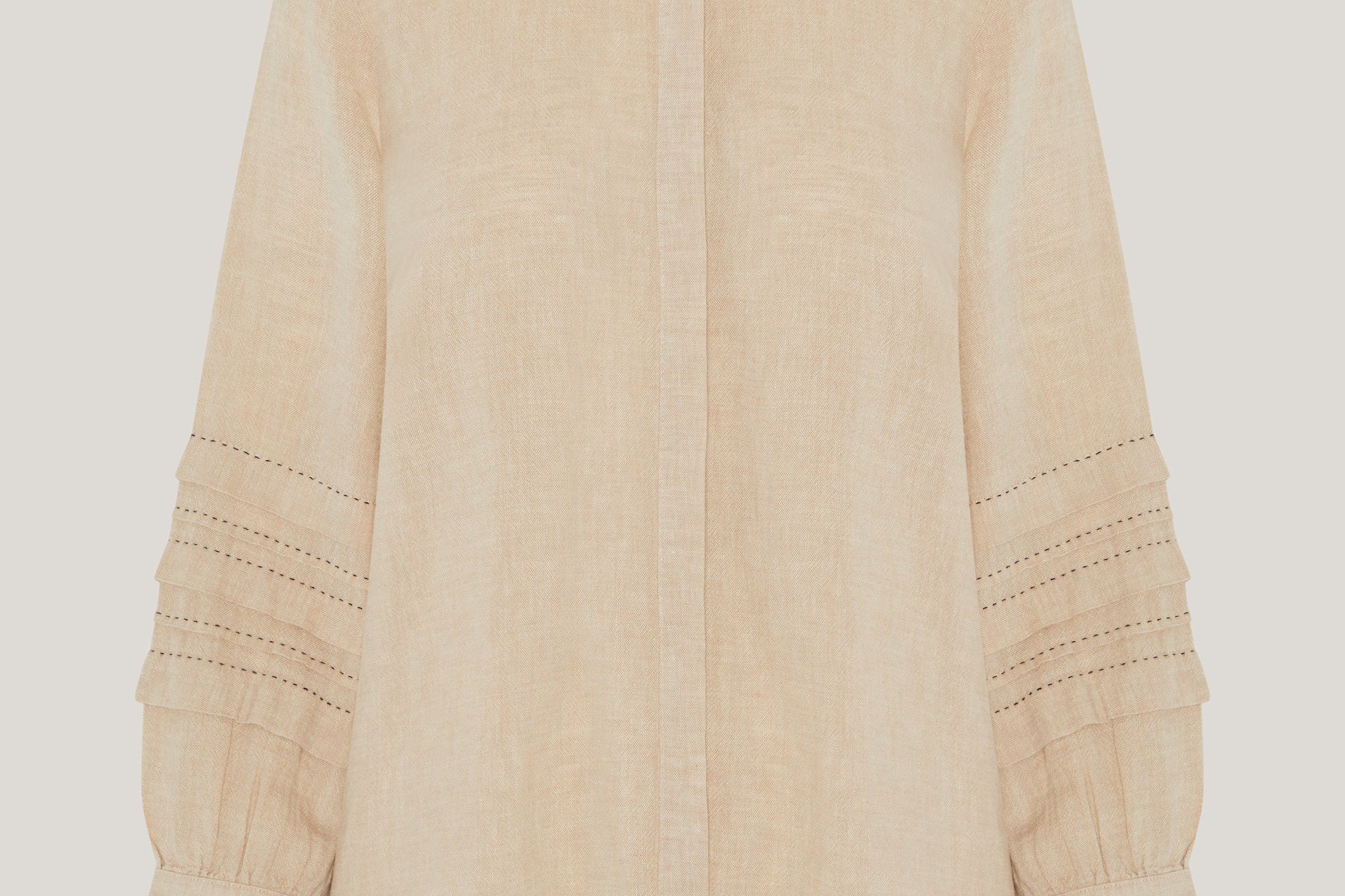 Contrast stitch detail linen blouse