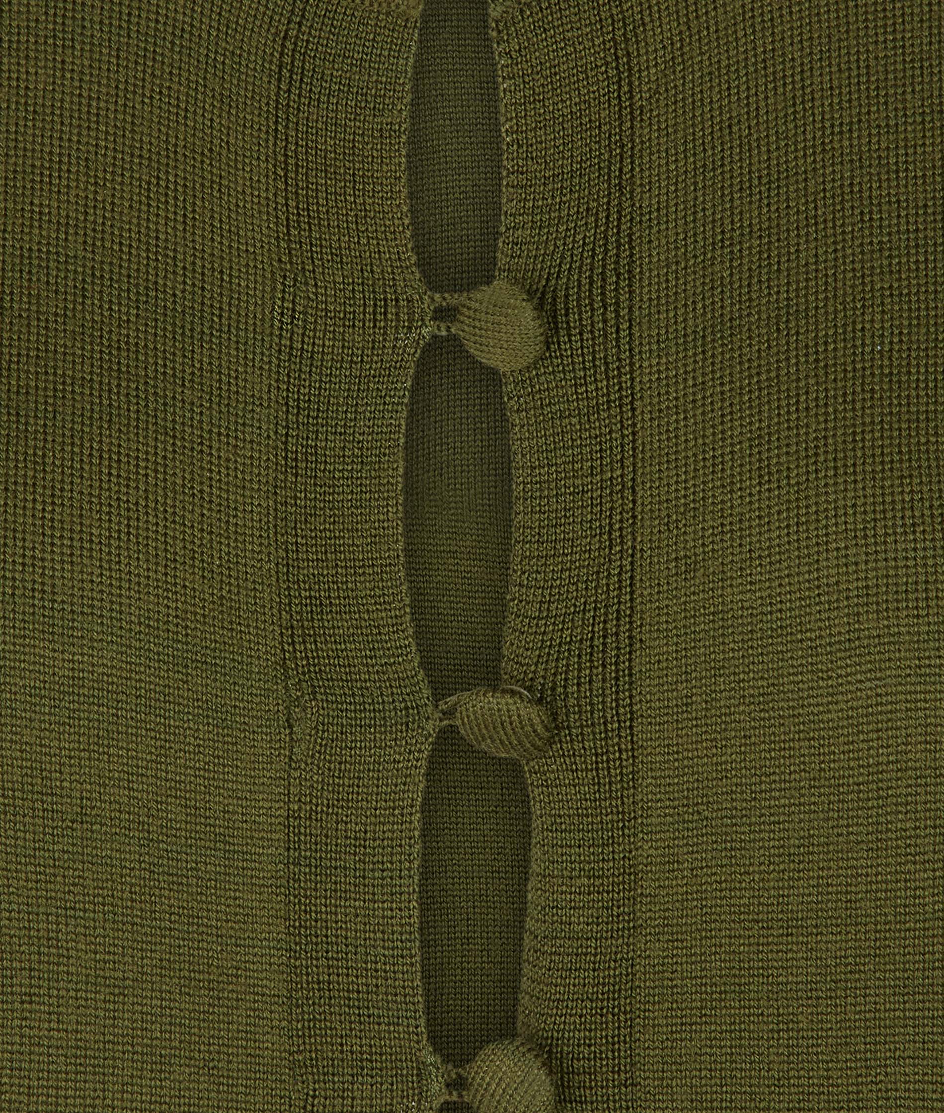 Olive Longline Merino Wool Cardigan