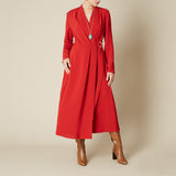 Long Sleeve Wrap Dress in Red