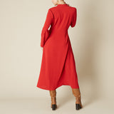 Long Sleeve Wrap Dress in Red