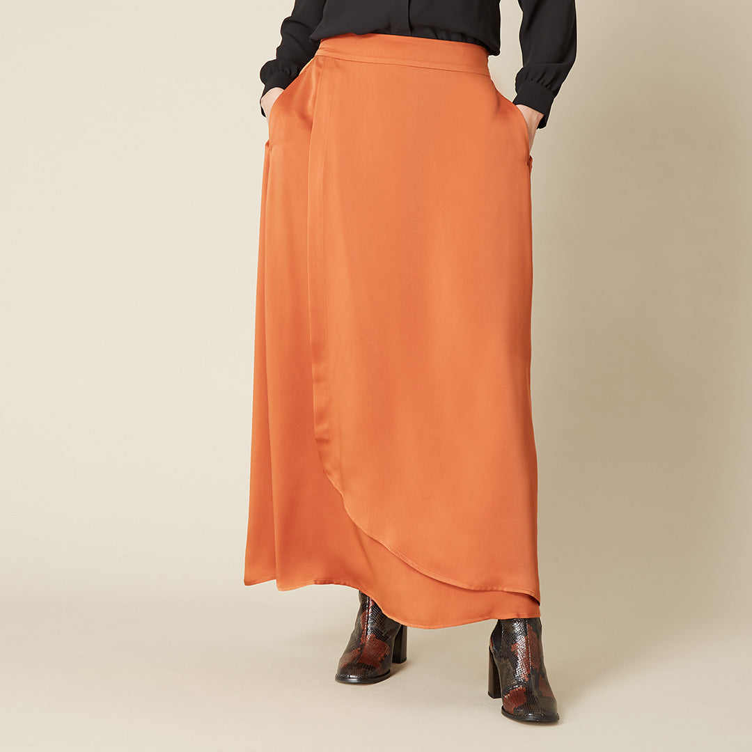Burnt Orange Satin Maxi Skirt