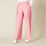 Wide leg front pleat pink trouser