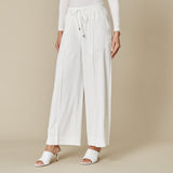 White Drawstring Wide Leg Trousers (8 - 22)