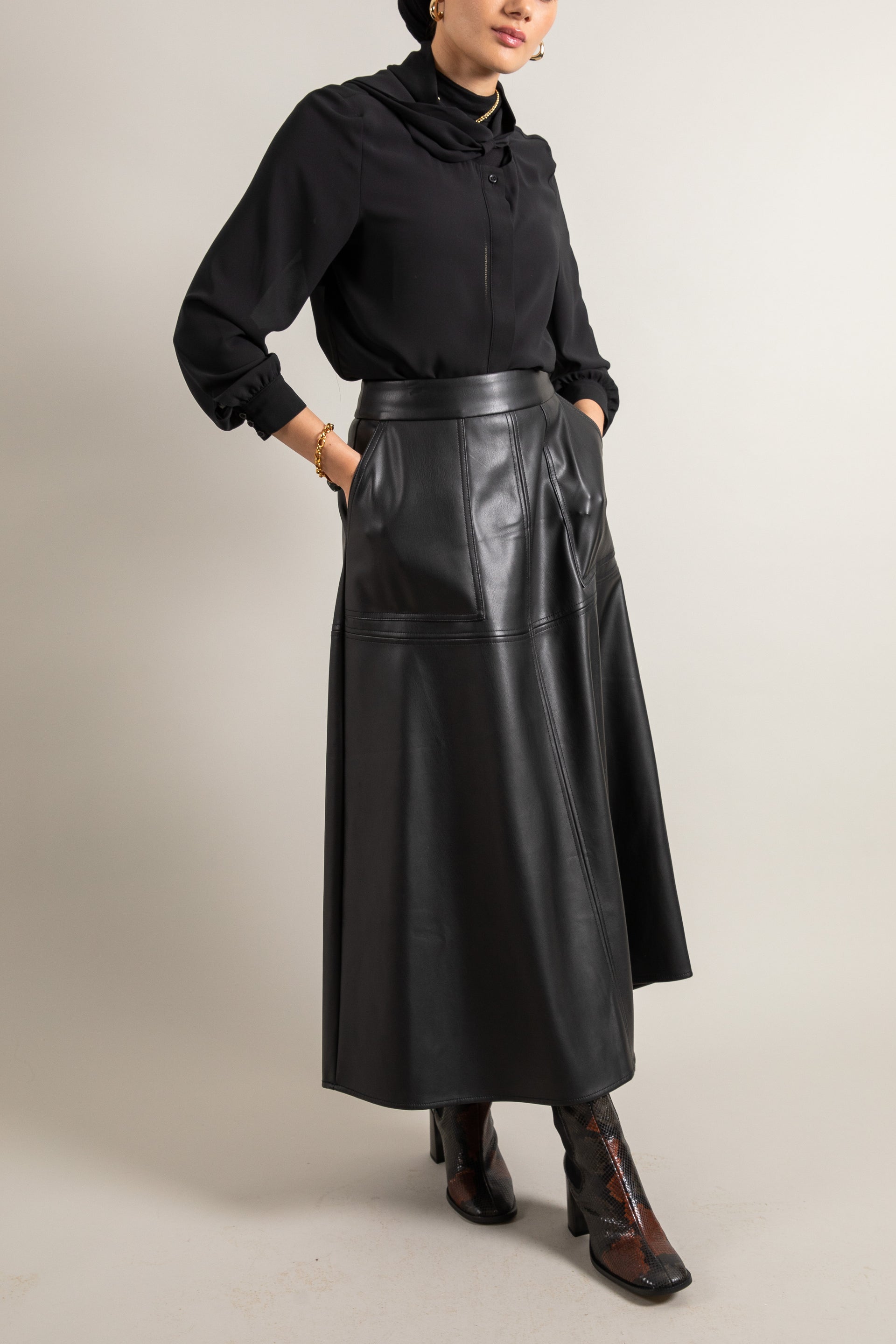 women's faux-leather-skirt a-line dress Harley A-Line Vegan Leather Skirt main image 0