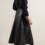 Faux Leather A Line Maxi Skirt, Black