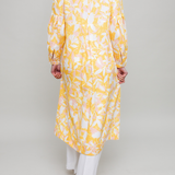 yellow leaf print dress