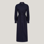 Classic Navy Shirt Dress with Drawstring Ties for Ruching at Front