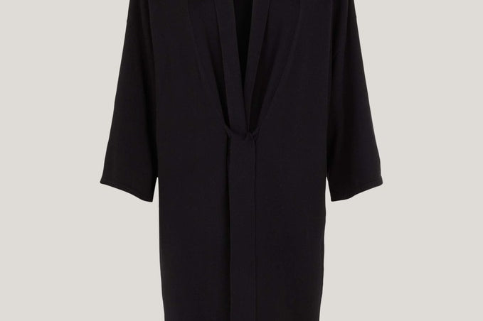 Black Kimono Style Long Cardigan, tie detail